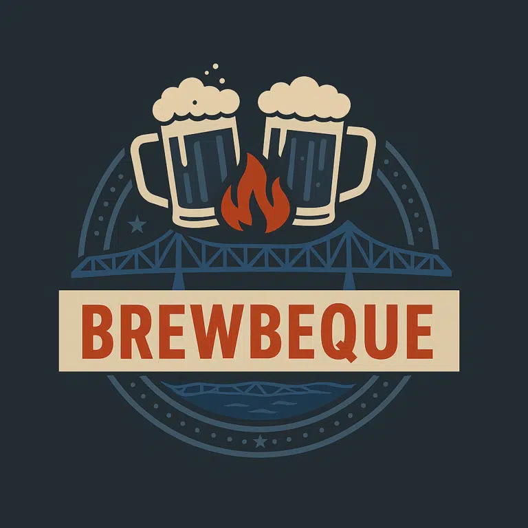 event logo spelling out Brewbeque with image of two beer mugs together
