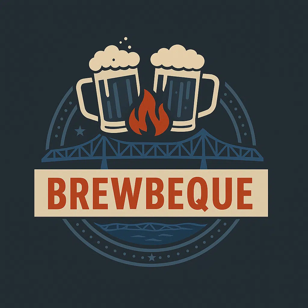 event logo spelling out Brewbeque with image of two beer mugs together