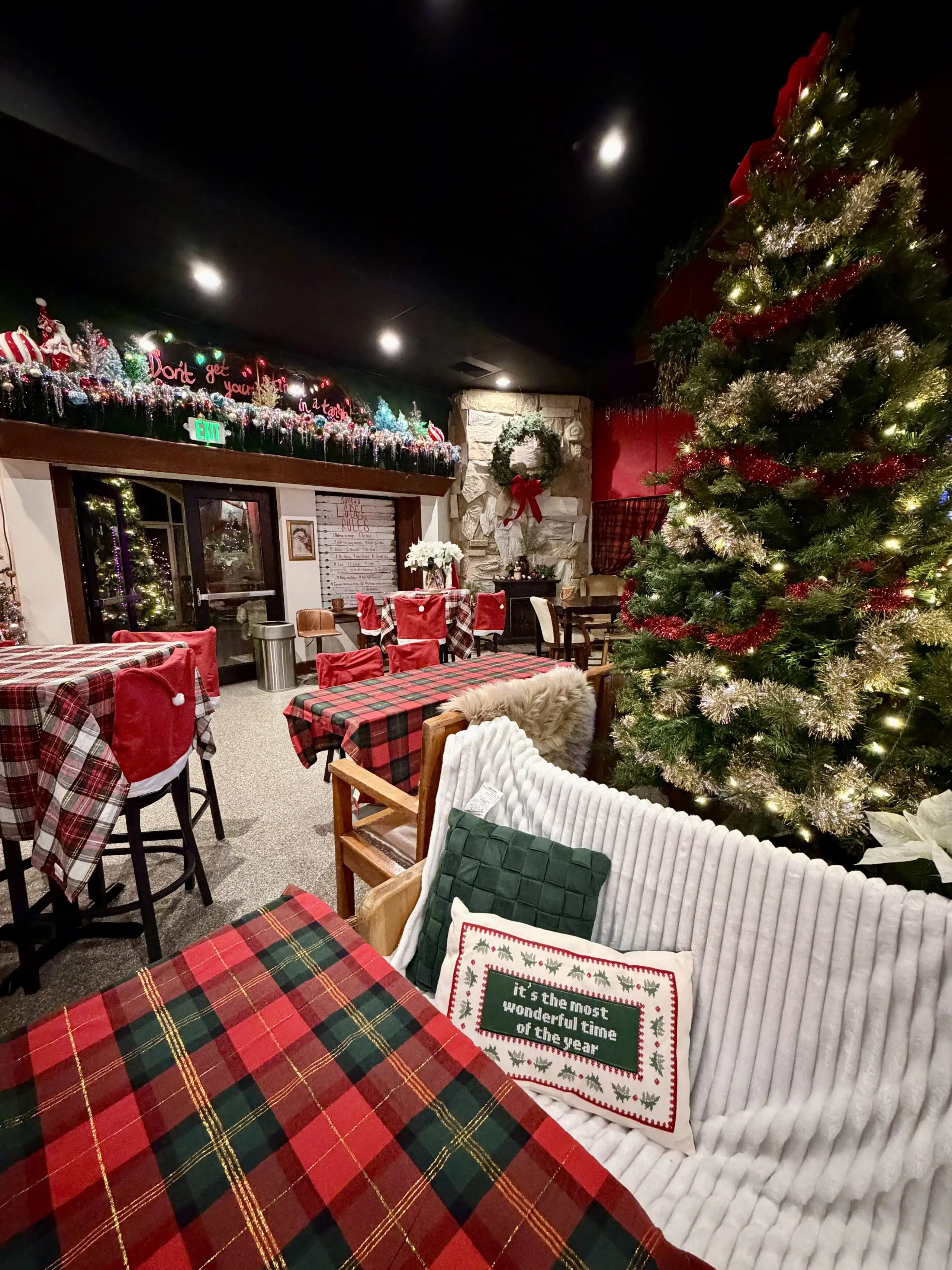 Bar decorated for the holidays