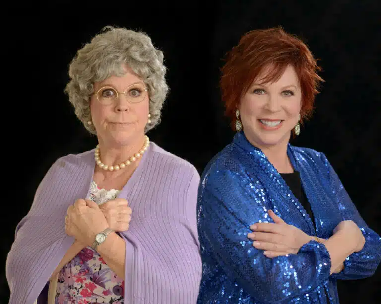vicki lawaerence and MAMA her character with a black background