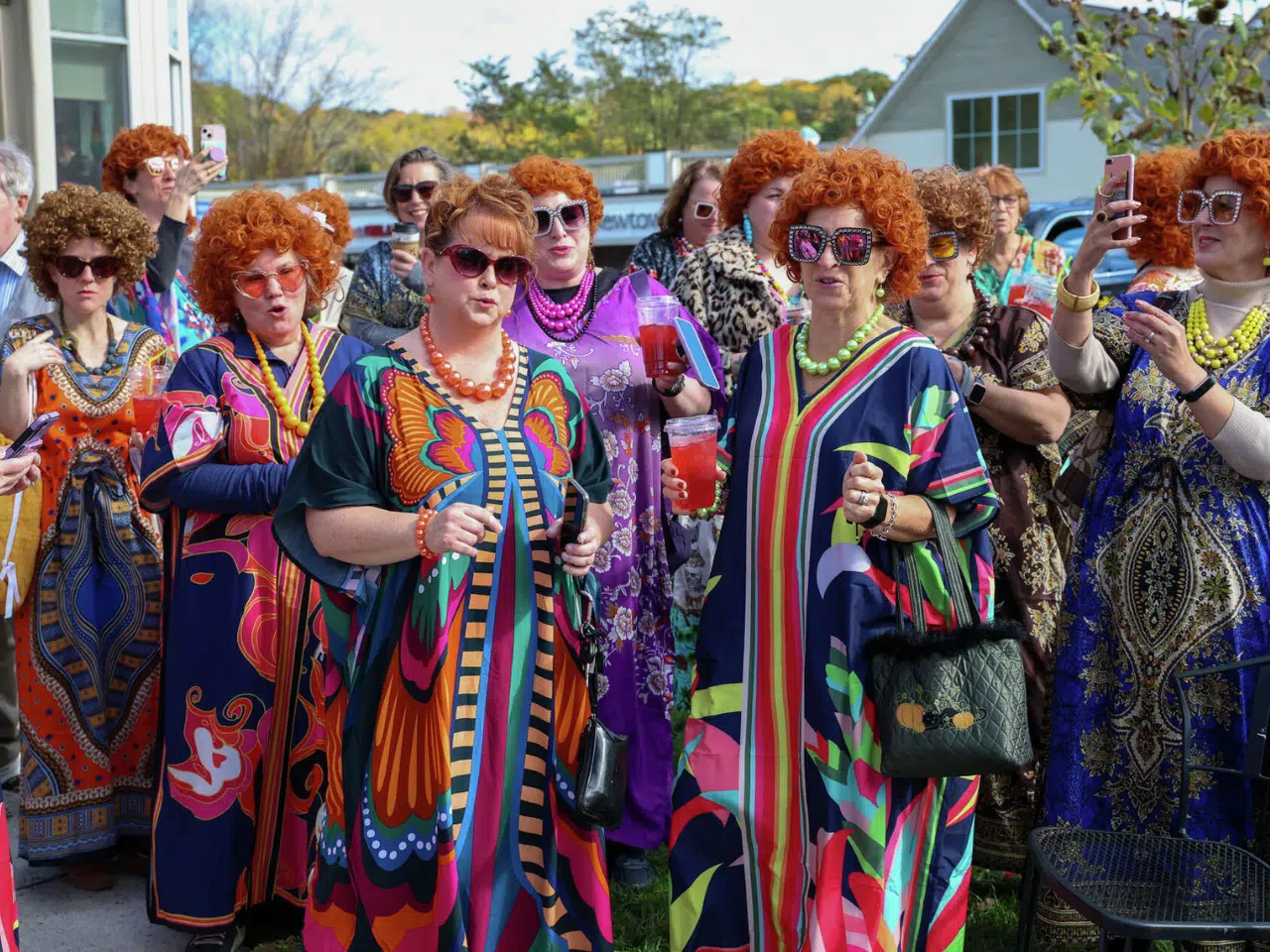 women dressed as mrs roper from threes company