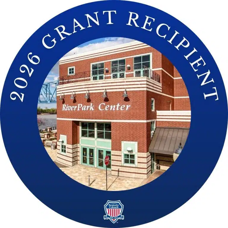 circular photo showing riverpark center exterior and text of 2026 Grant Recipient