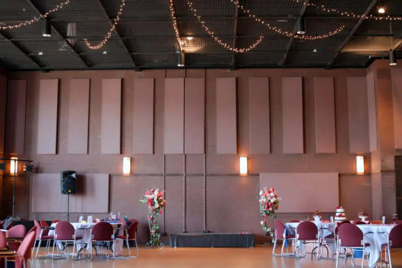 A wedding setup in the Jody Berry Theatre at RiverPark Center